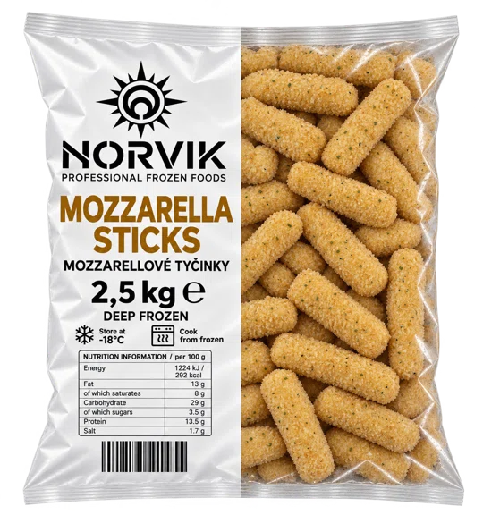Mozzarella tyčinky 2,5 kg